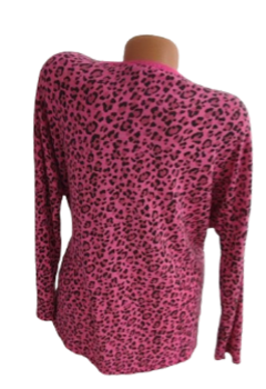 Schicker Damen Feinstrickpullover in Leo Optik pink 4